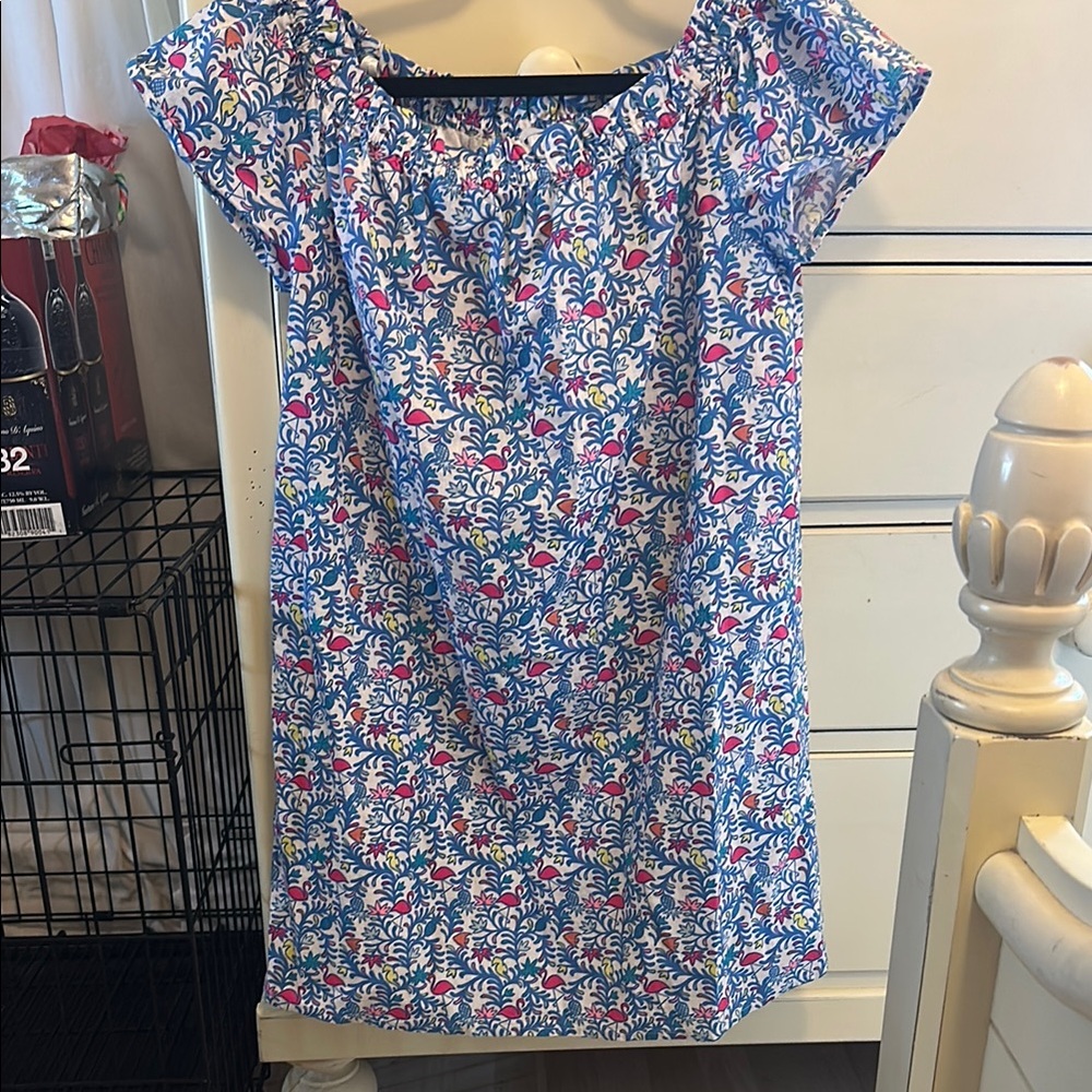 Vineyard Vines Pink and Blue Casual Sundress with Scoop Neck